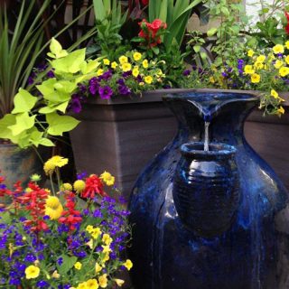 Blue Pot in Garden
